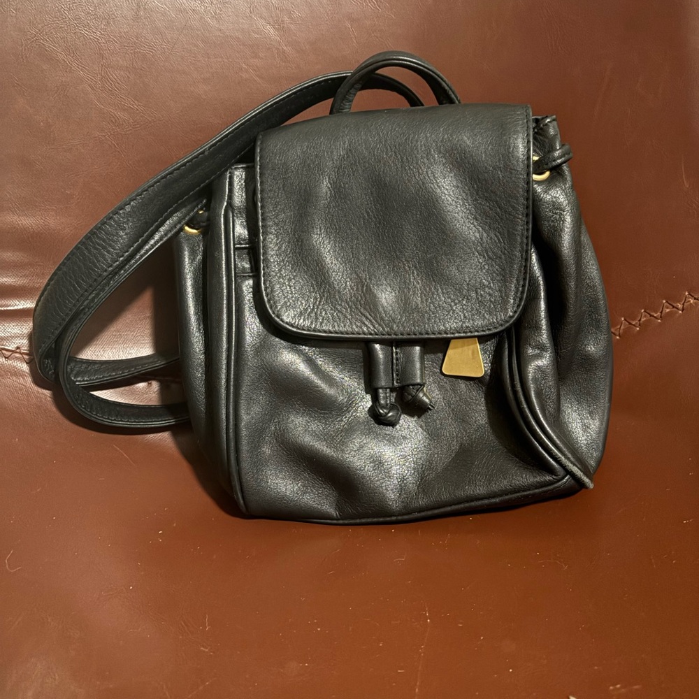 Sharif Black Leather small Backpack